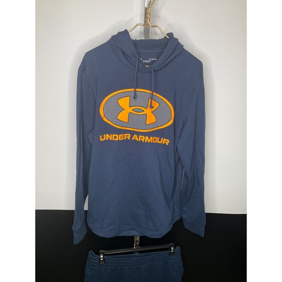 Mens XL Under Armour Sweatshirt Hoodie and Matching Shorts Outfit Set Blue - Picture 4 of 6